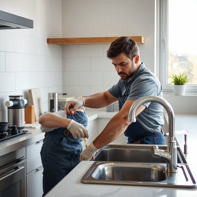 Professional plumber at work
