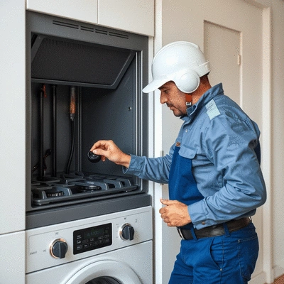 Gas engineer working on a gas appliance
