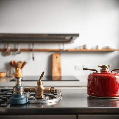 Gas fitting tools in a modern kitchen